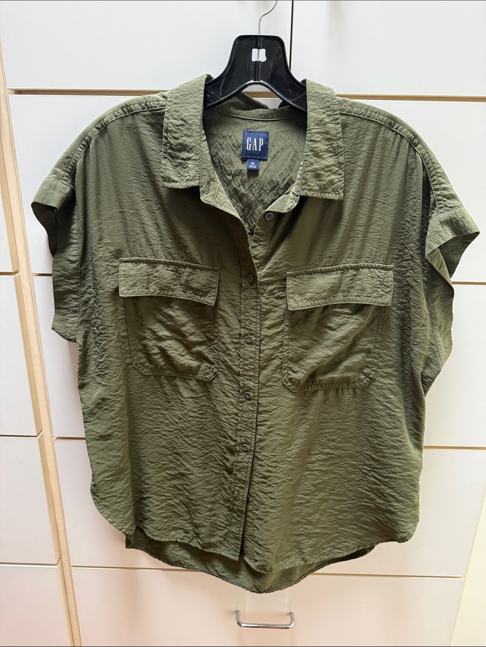GAP Military Green Short-Sleeve Button Shirt